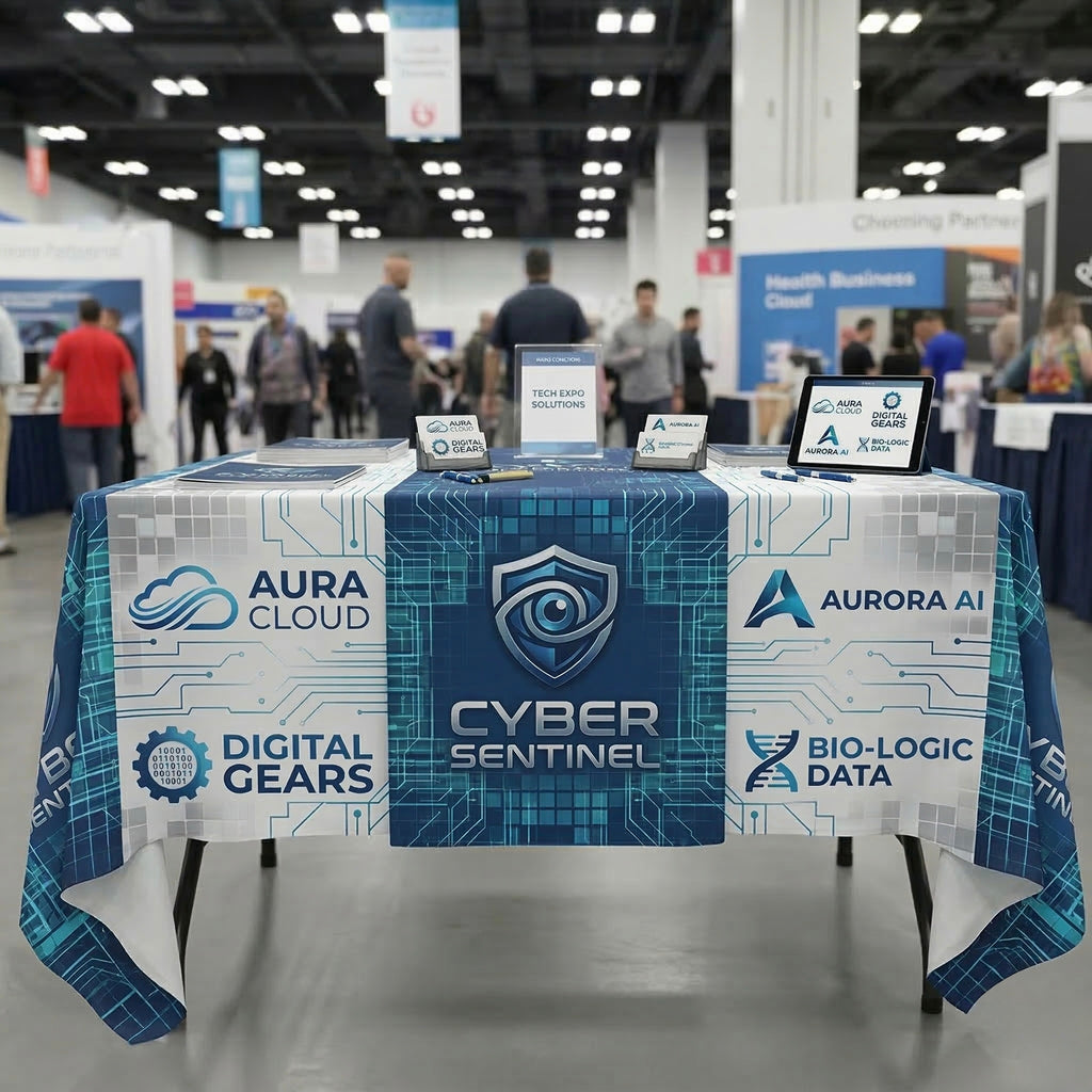 Custom promotional tablecloth in polyester fabric